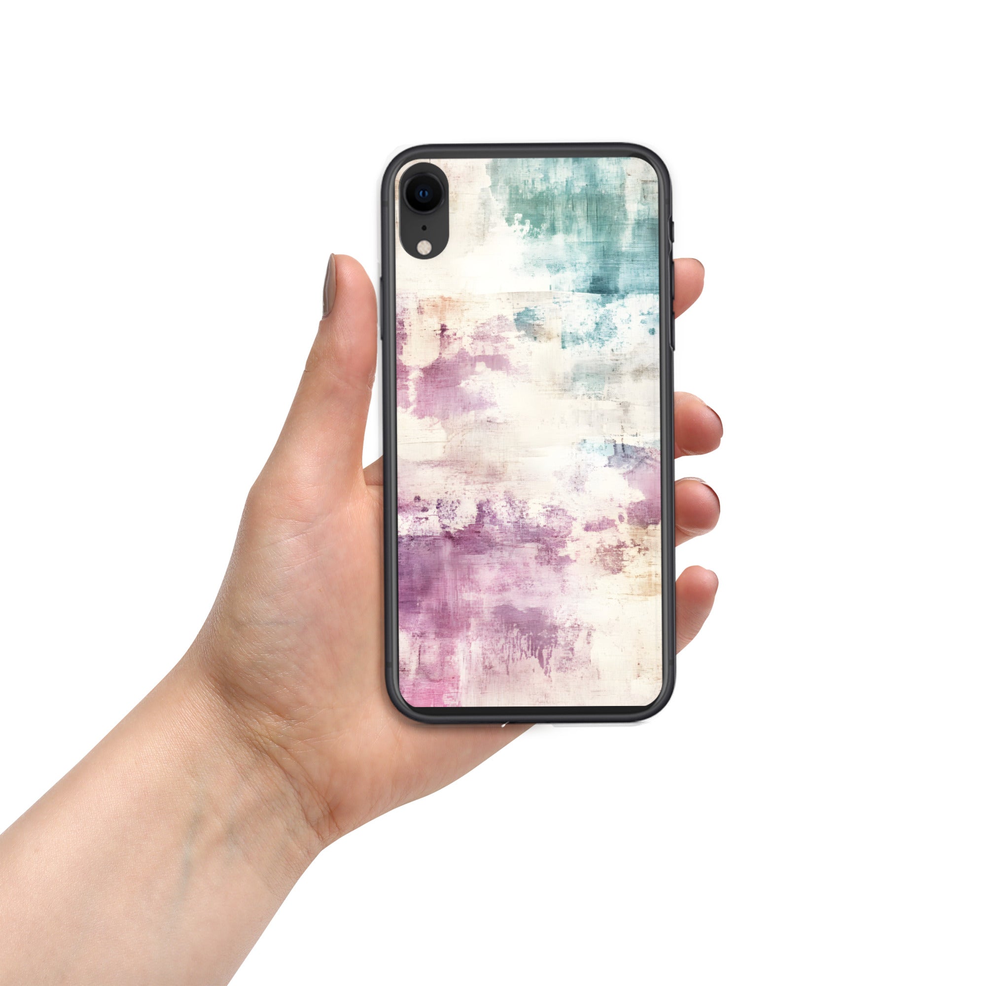 Pastel Abstract Brushstroke Clear Case for iPhone XR - Artistic Pastel Pattern Protective Cover