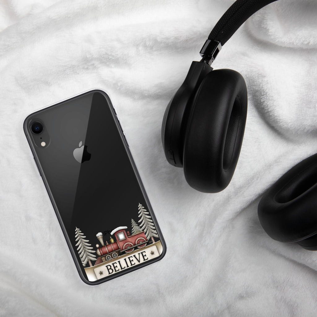 Christmas Believe Train Clear Case for iPhone XR
