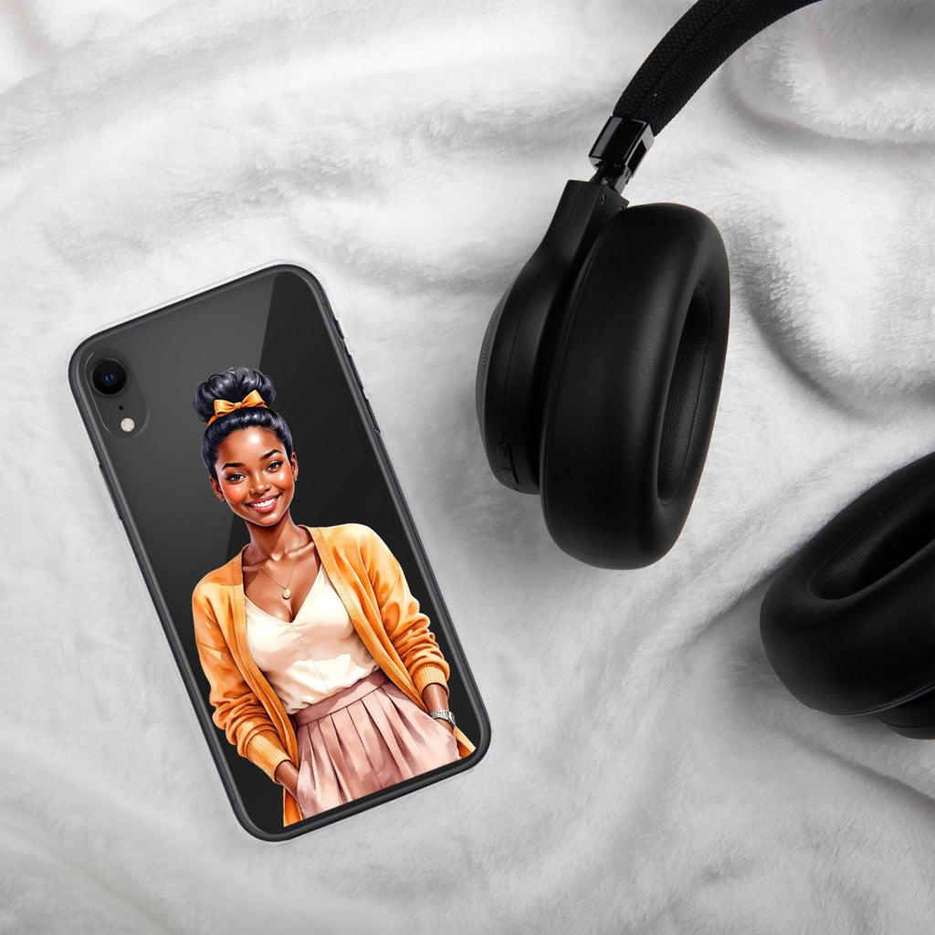 Golden Autumn Glow Girl Clear Case for iPhone XR - Fashion Illustration Protective Cover