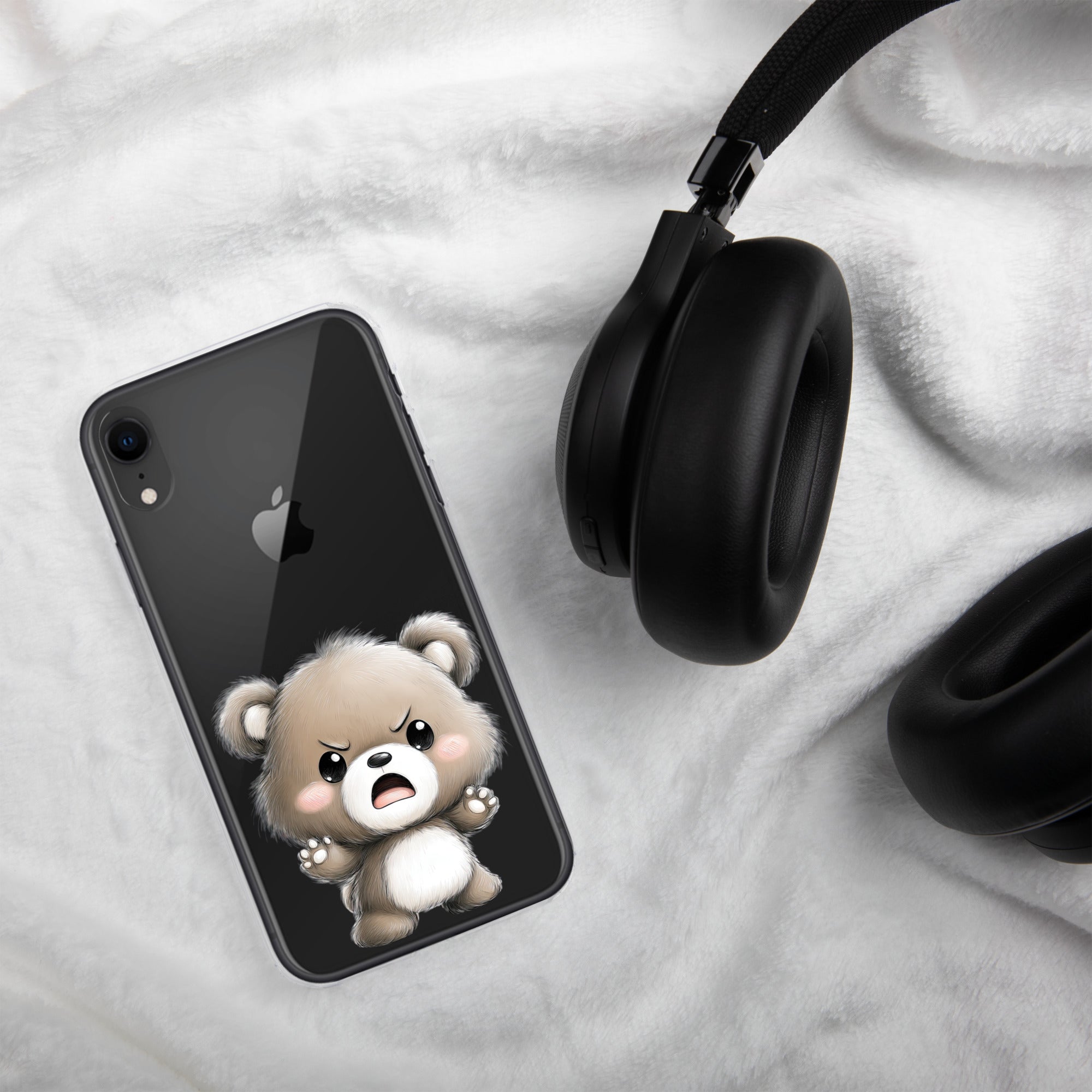 Angry Cute Bear Clear Case for iPhone XR