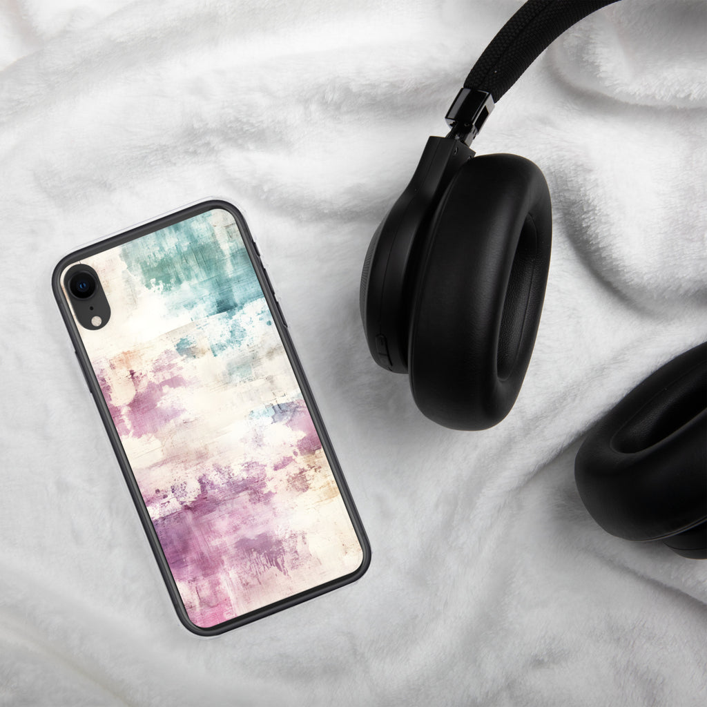 Pastel Abstract Brushstroke Clear Case for iPhone XR - Artistic Pastel Pattern Protective Cover