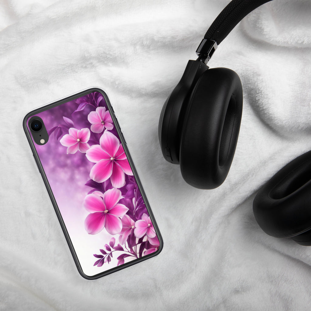 Violet Petal Bloom Clear Case for iPhone XR - Pink & Purple Floral Protective Cover