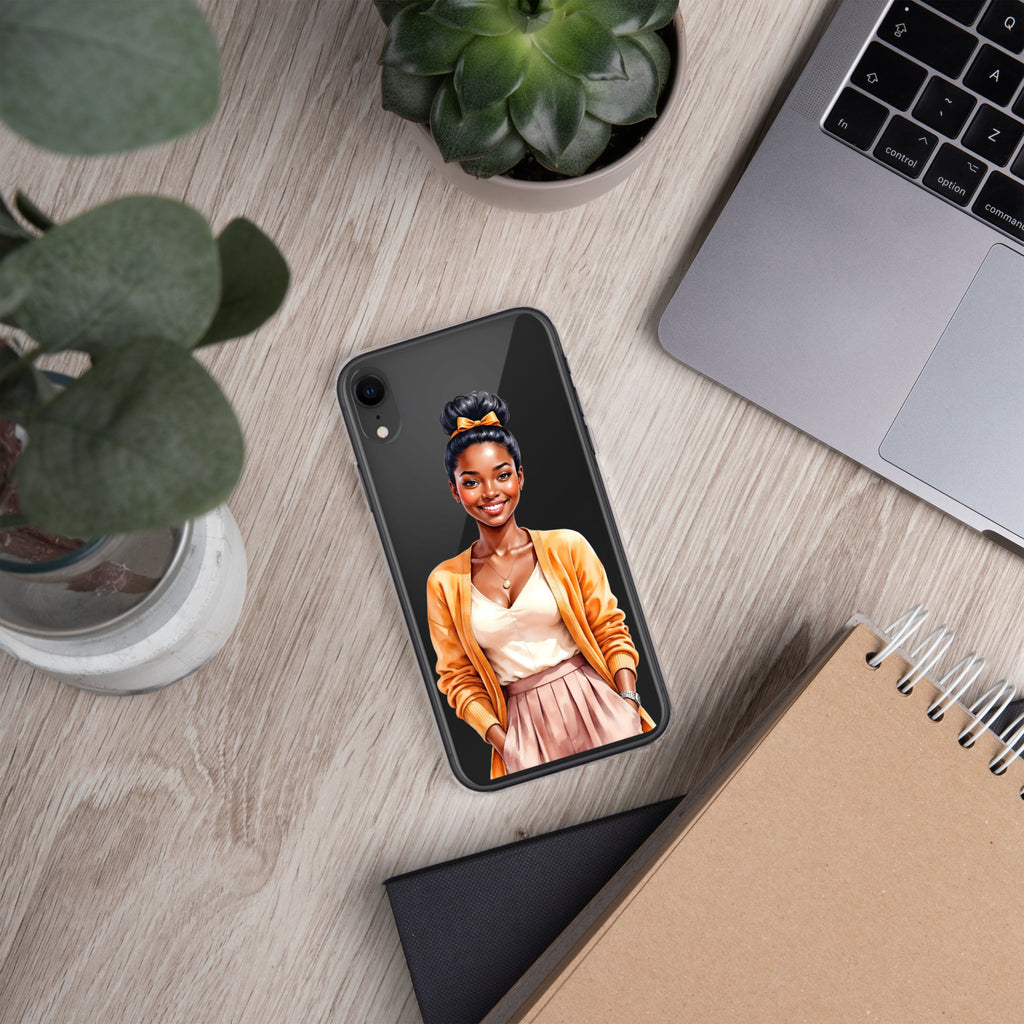 Golden Autumn Glow Girl Clear Case for iPhone XR - Fashion Illustration Protective Cover