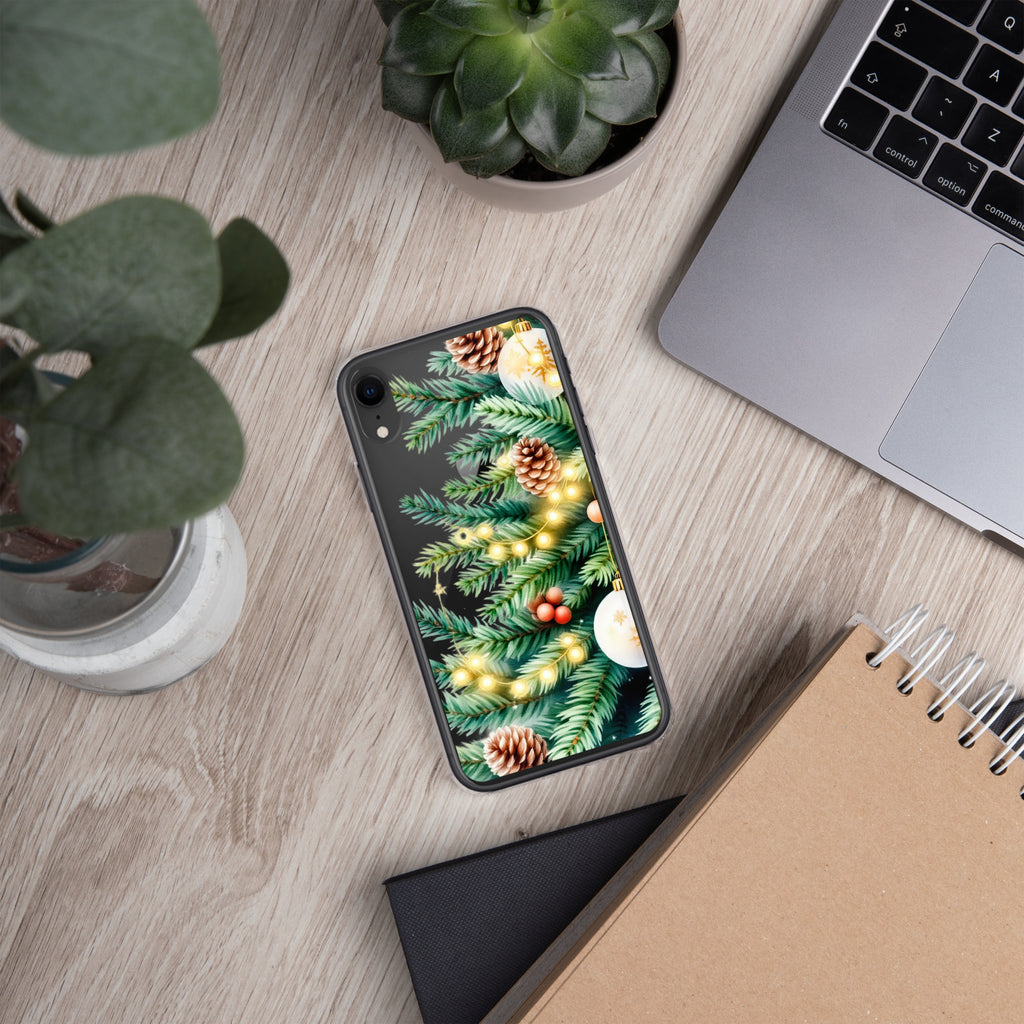 Holiday Pine Glow Clear Case for iPhone XR - Christmas Pine Branches & Warm Lights Protective Cover