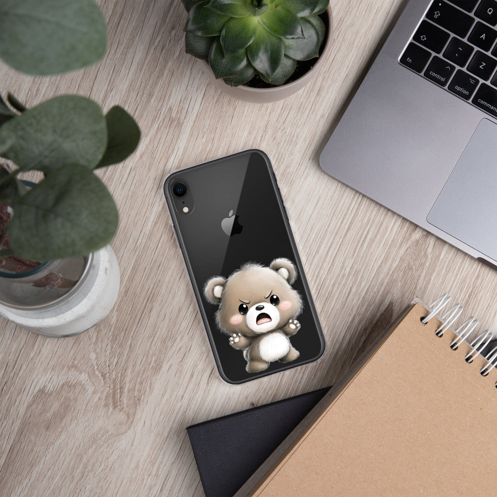 Angry Cute Bear Clear Case for iPhone XR