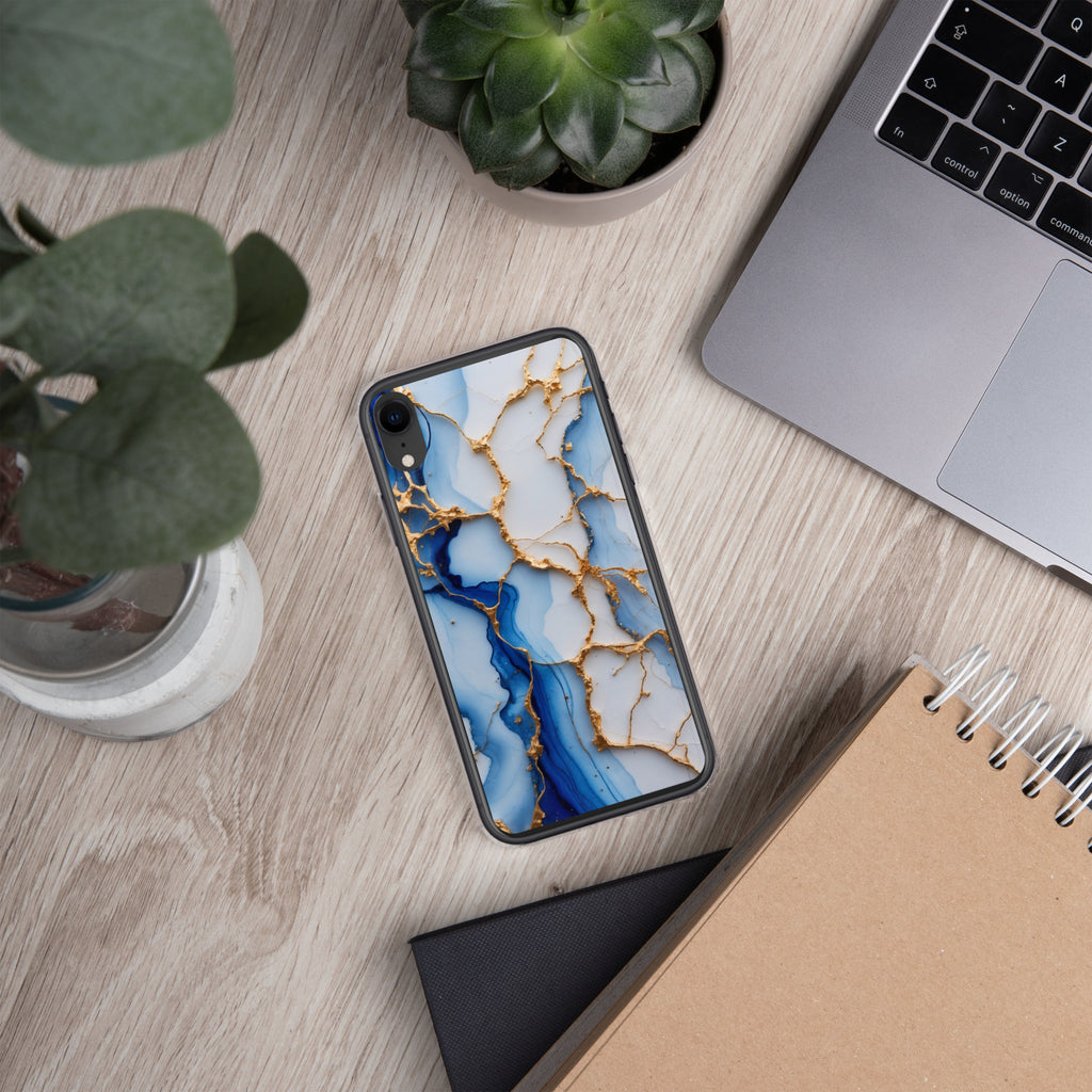 Royal Blue Marble Luxe Clear Case for iPhone XR