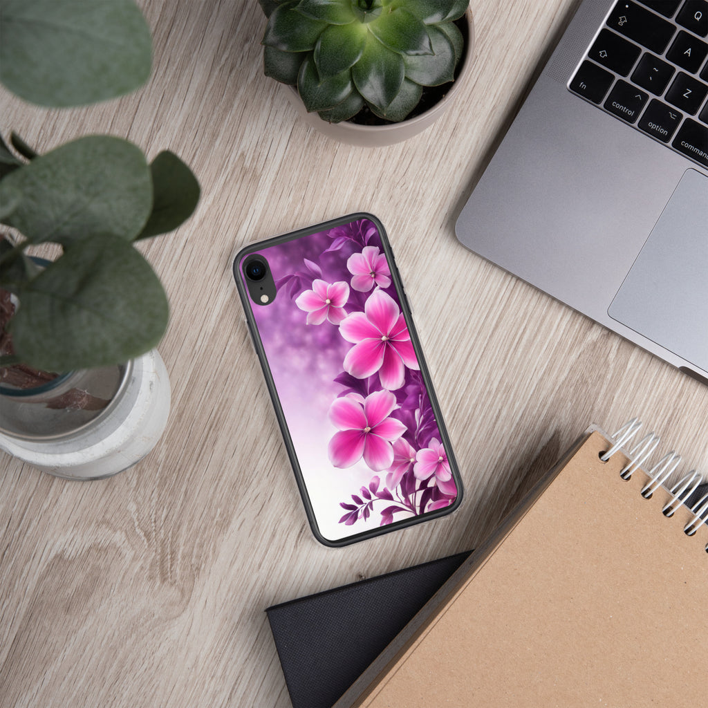 Violet Petal Bloom Clear Case for iPhone XR - Pink & Purple Floral Protective Cover
