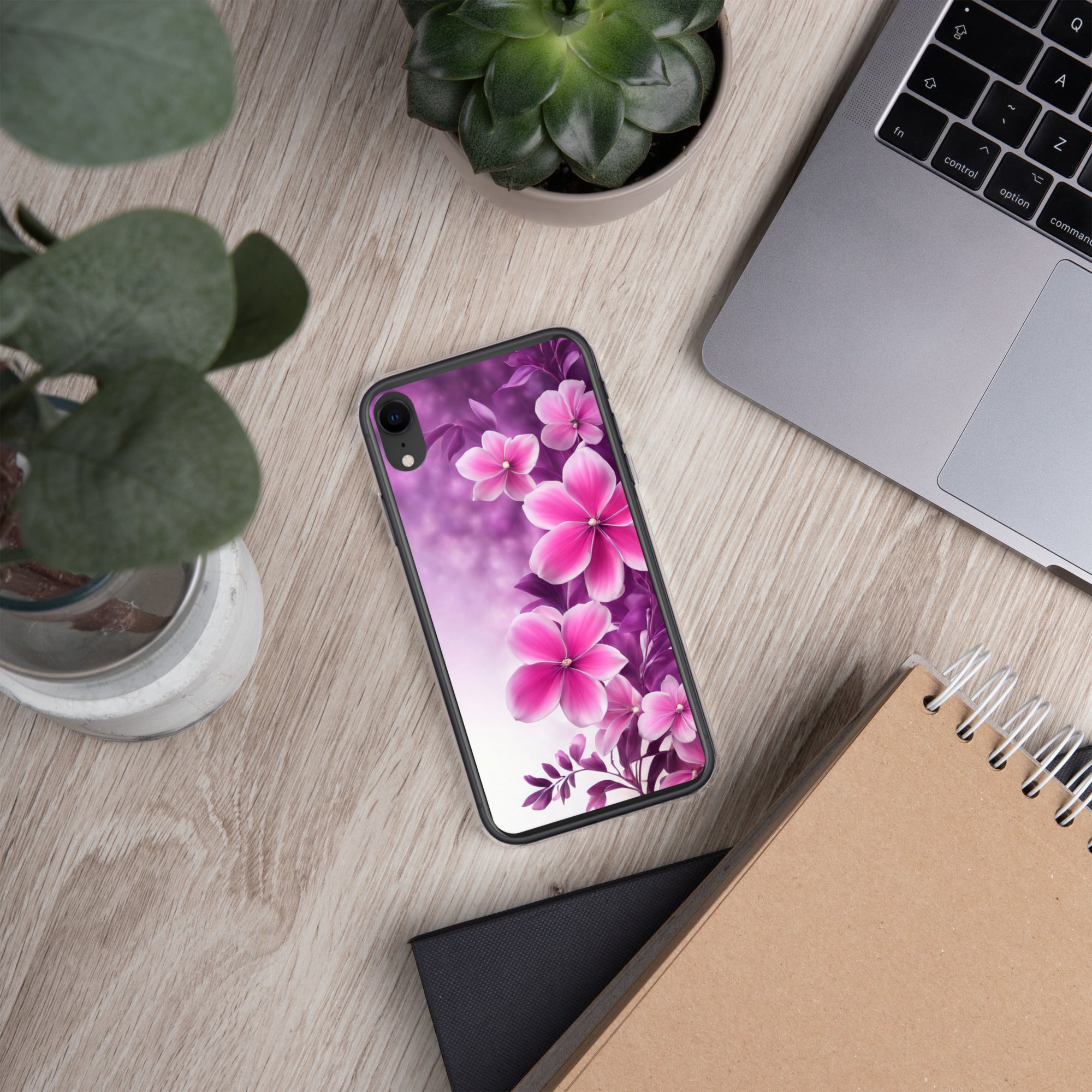 Violet Petal Bloom Clear Case for iPhone XR - Pink & Purple Floral Protective Cover