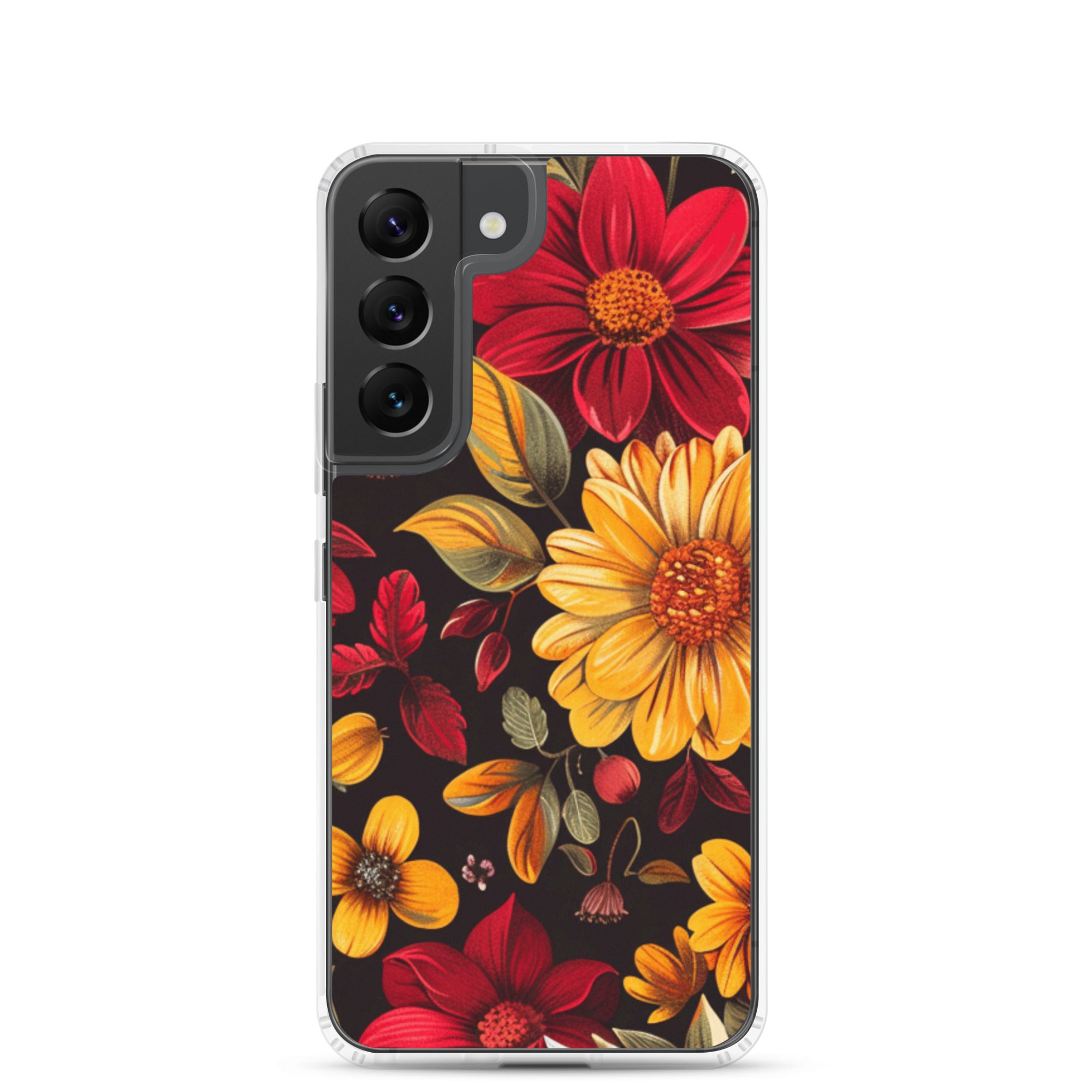 Autumn Bloom Floral Clear Case for Samsung Galaxy S22 – Warm Fall Flowers Protective Cover