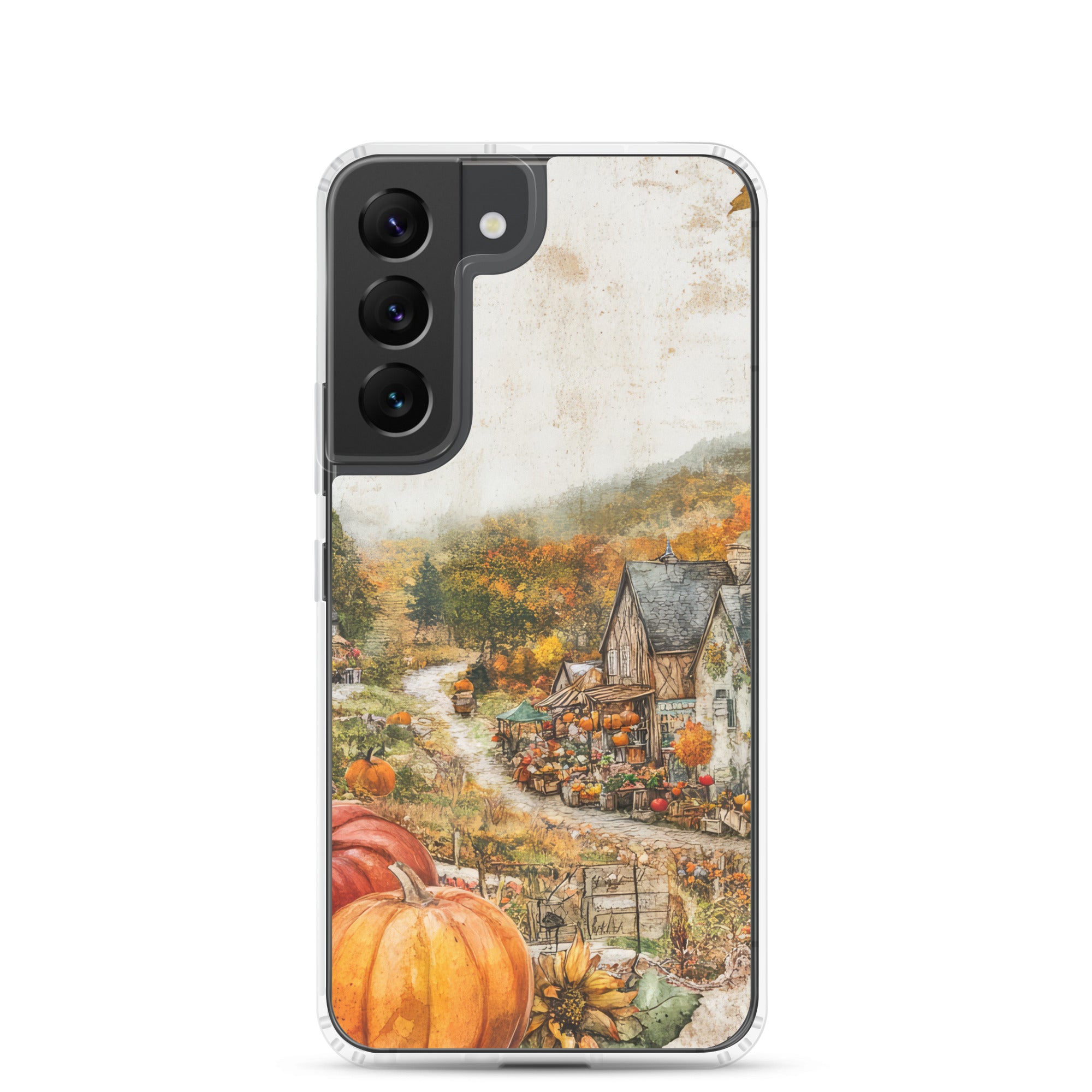 Autumn Village Clear Case for Samsung Galaxy S22 – Cozy Fall Countryside Protective Cover