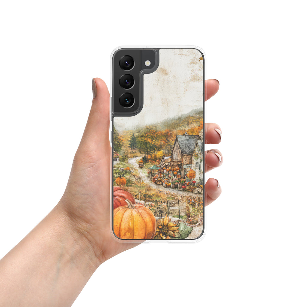 Autumn Village Clear Case for Samsung Galaxy S22 – Cozy Fall Countryside Protective Cover
