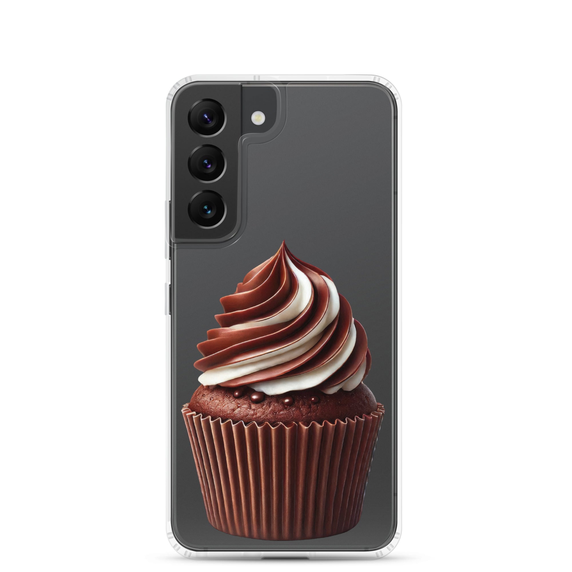 Chocolate Swirl Cupcake Clear Case for Samsung Galaxy S22 – Dessert-Inspired Protective Cover