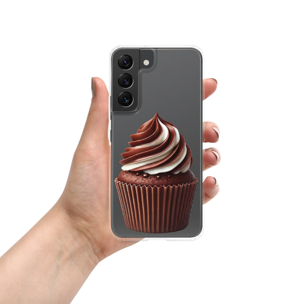 Chocolate Swirl Cupcake Clear Case for Samsung Galaxy S22 – Dessert-Inspired Protective Cover