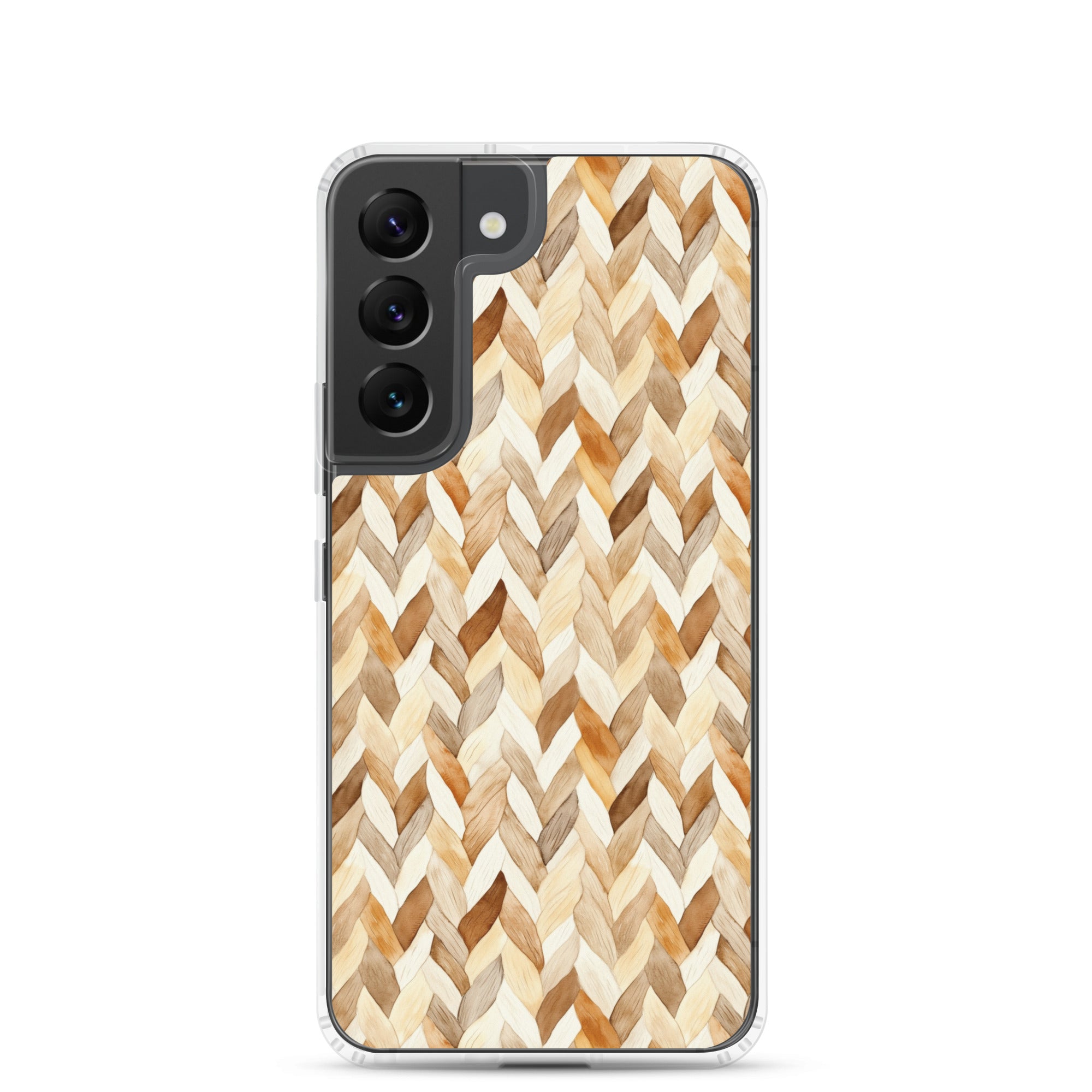 Warm Knit Pattern Clear Case for Samsung Galaxy S22 – Neutral Woven Texture Protective Cover