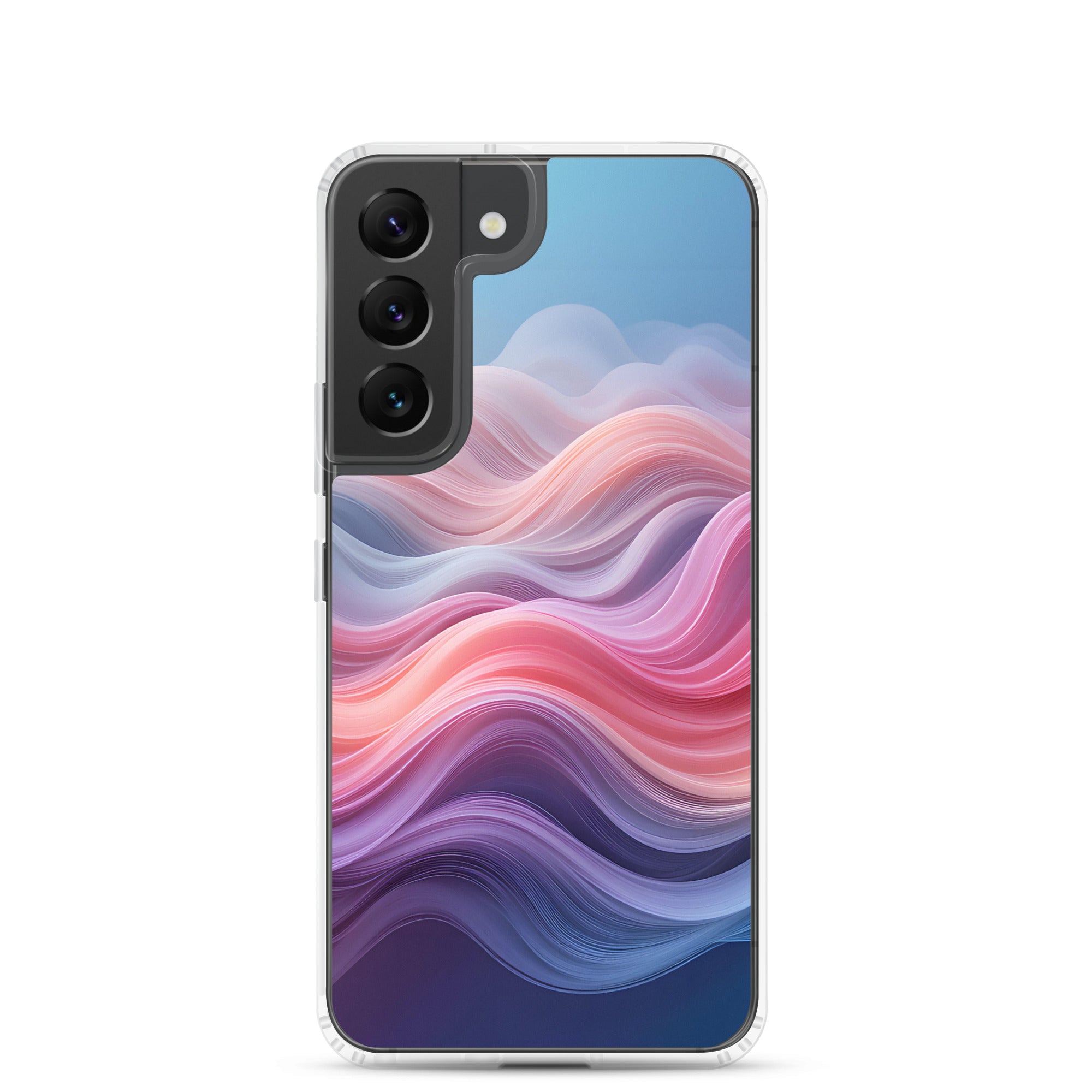 Abstract Pink & Blue Waves Dream Clear Case for Samsung Galaxy S22 – Modern Gradient Protective Cover