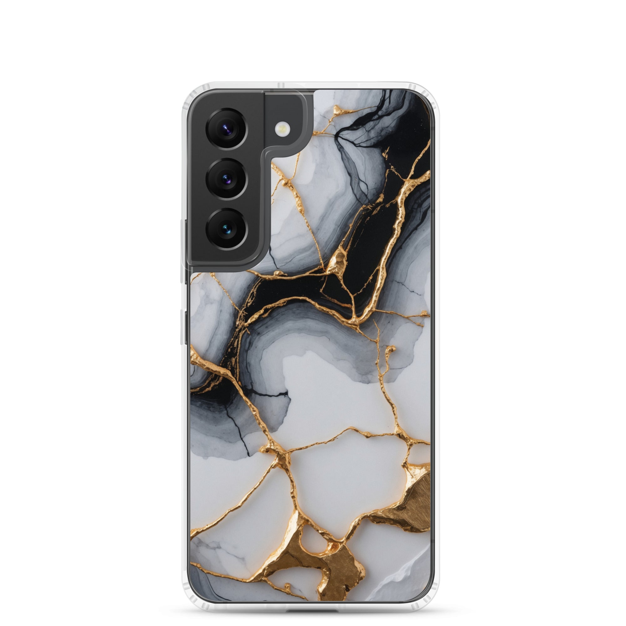 Black & White Marble Gold Clear Case for Samsung Galaxy S22 – Elegant Marble Protective Cover