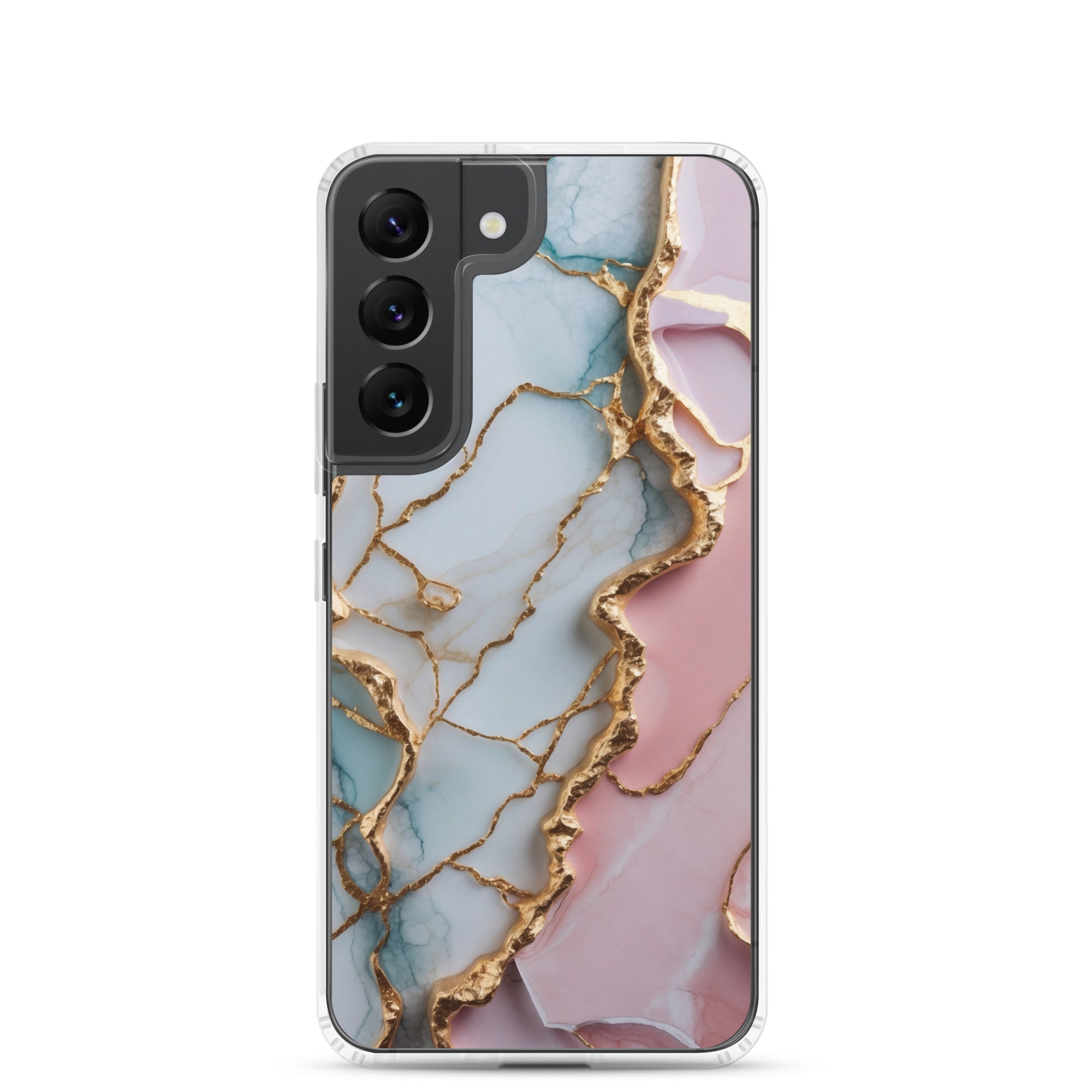 Pastel Marble Gold Clear Case for Samsung Galaxy S22 – Elegant Abstract Protective Cover