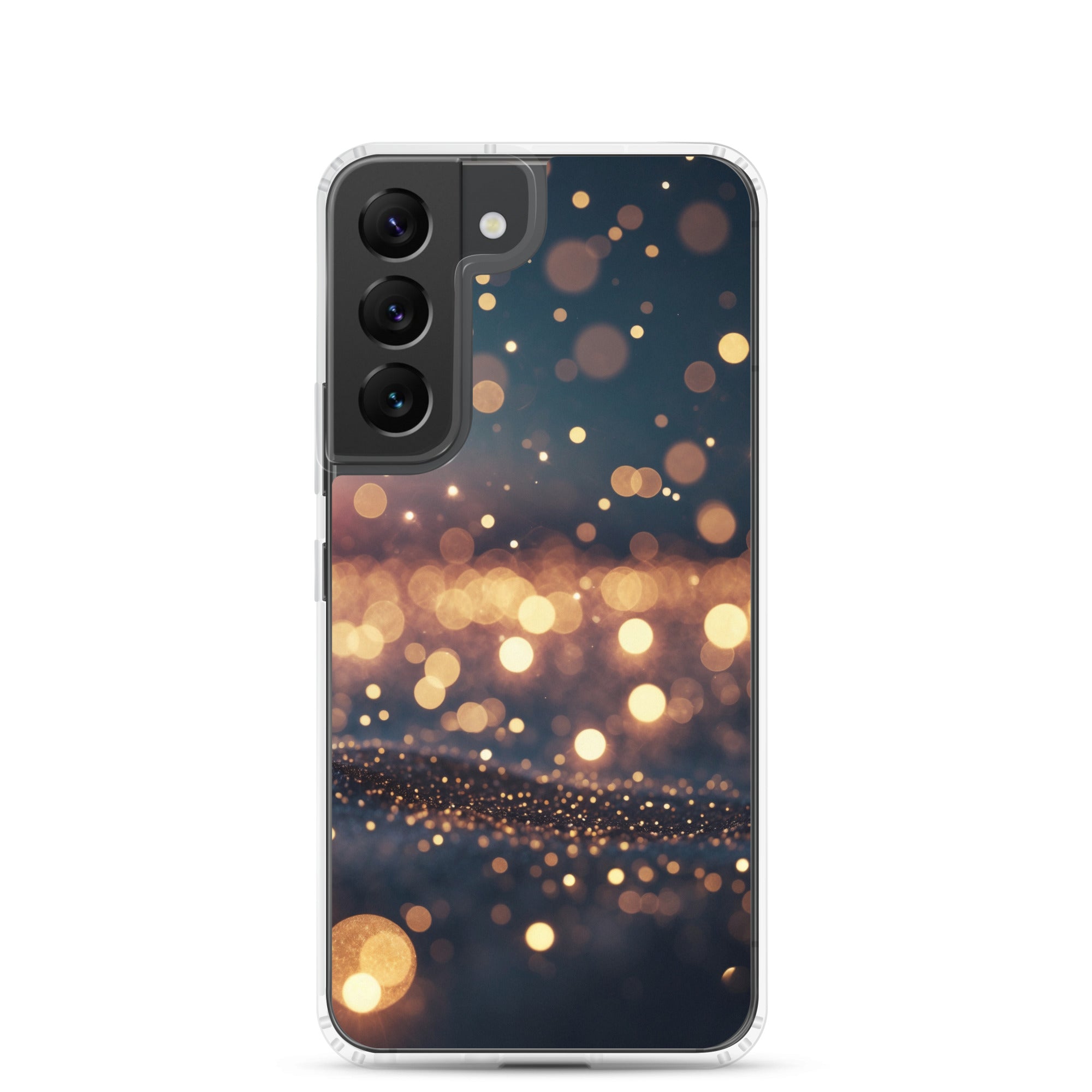 Golden Bokeh Lights Clear Case for Samsung Galaxy S22 – Elegant Glow Protective Cover
