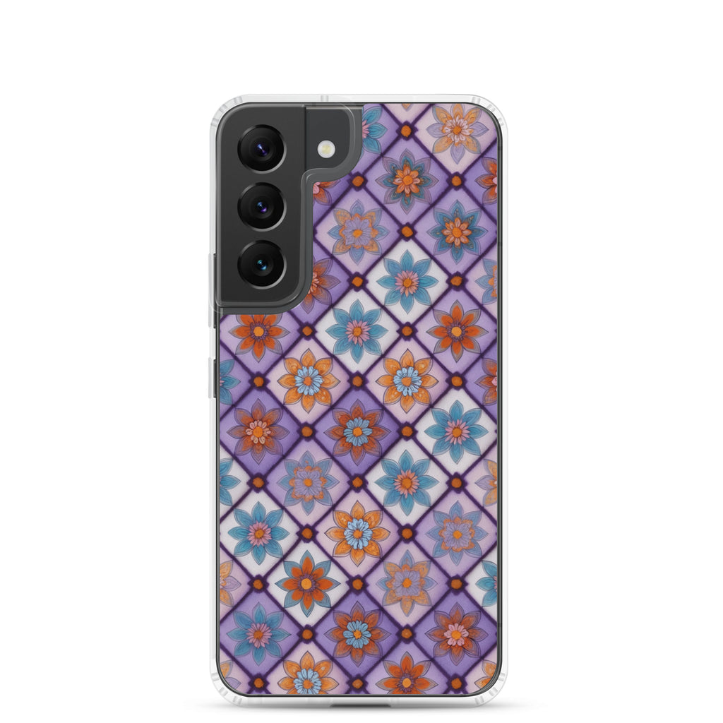 Geometric Floral Pattern Clear Case for Samsung Galaxy S22 – Colorful Mosaic Protective Cover