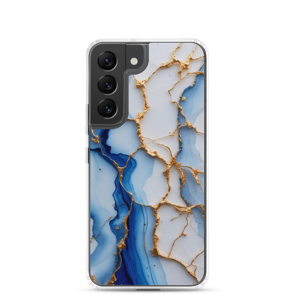 Blue Marble Gold Veins Clear Case for Samsung Galaxy S22 – Elegant Stone Protective Cover