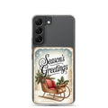 Season’s Greetings Sleigh Clear Case for Samsung Galaxy S22 – Vintage Christmas Protective Cover