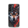 Fierce Wolf Portrait Clear Case for Samsung Galaxy S22 – Dark Animal Art Protective Cover