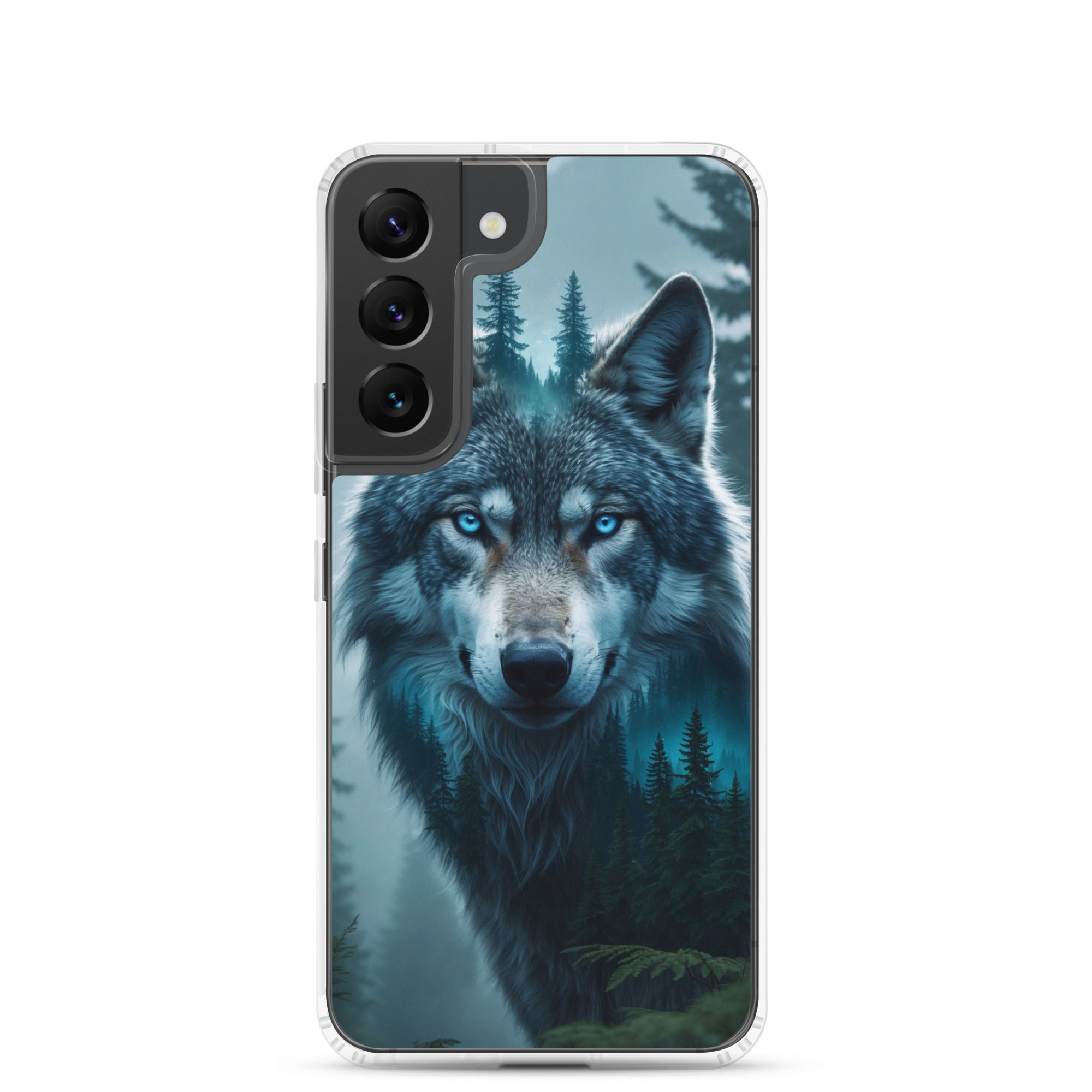 Mystic Forest Wolf Clear Case for Samsung Galaxy S22 – Dark Nature Art Protective Cover