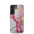 Pink Marble Gold Veins Clear Case for Samsung Galaxy S22 – Elegant Stone Protective Cover