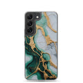 Emerald Green Marble Gold Veins Clear Case for Samsung Galaxy S22 – Luxury Stone Protective Cover