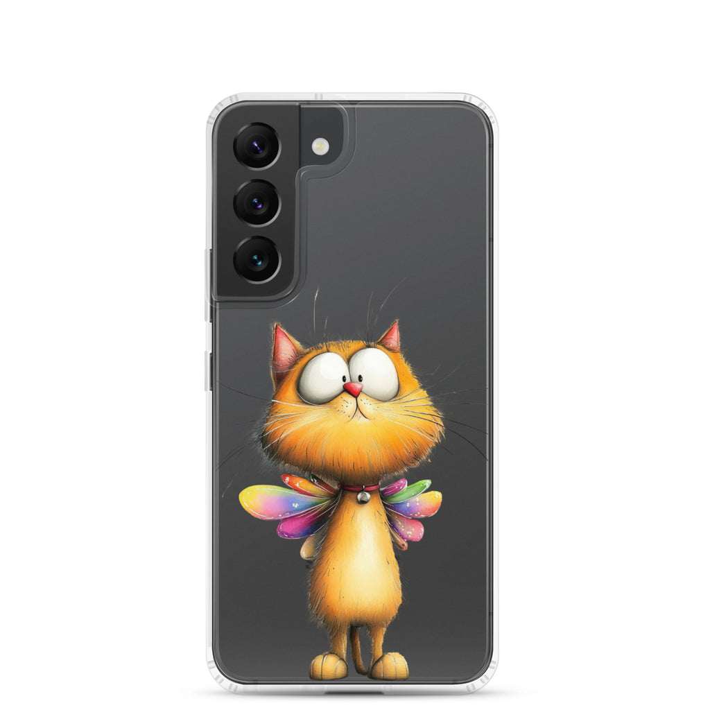 Whimsical Fairy Cat Clear Case for Samsung Galaxy S22 – Playful Fantasy Protective Cover
