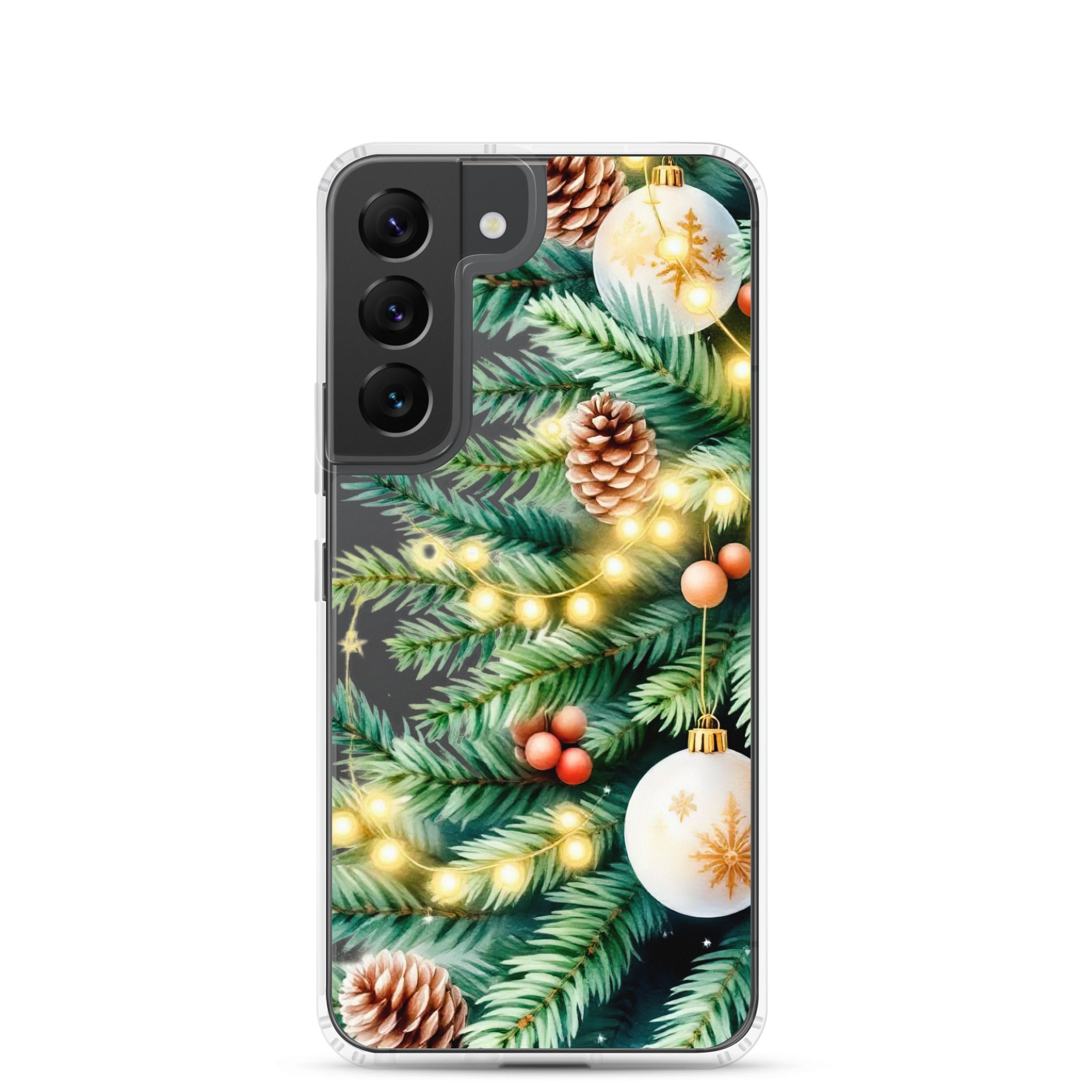 Christmas Pine Branches Clear Case for Samsung Galaxy S22 – Festive Winter Protective Cover