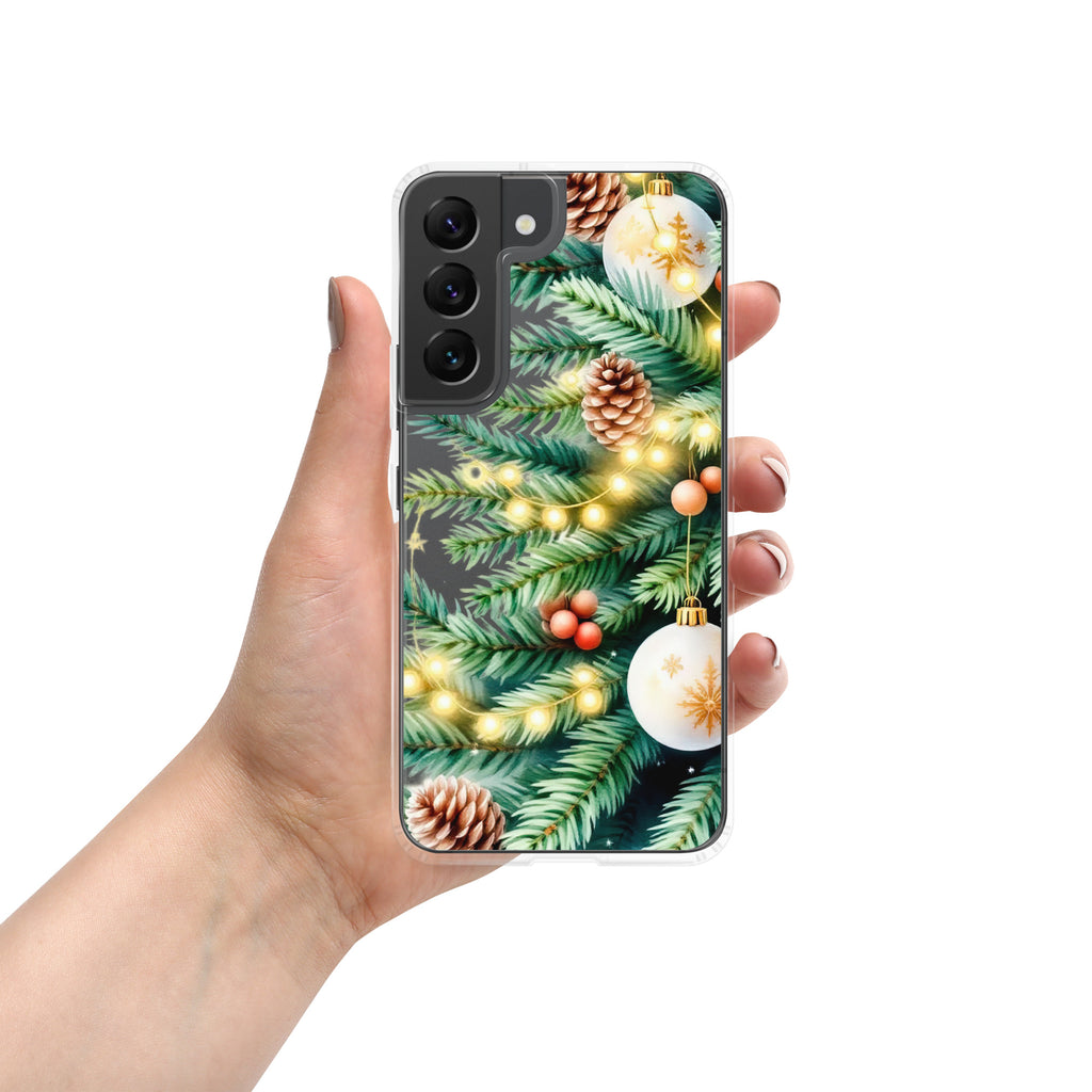 Christmas Pine Branches Clear Case for Samsung Galaxy S22 – Festive Winter Protective Cover