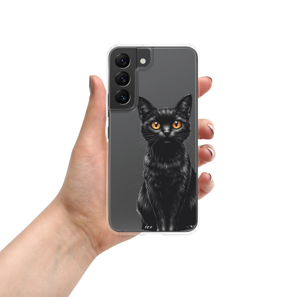 Black Cat Clear Case for Samsung Galaxy S22 – Elegant Minimal Protective Cover