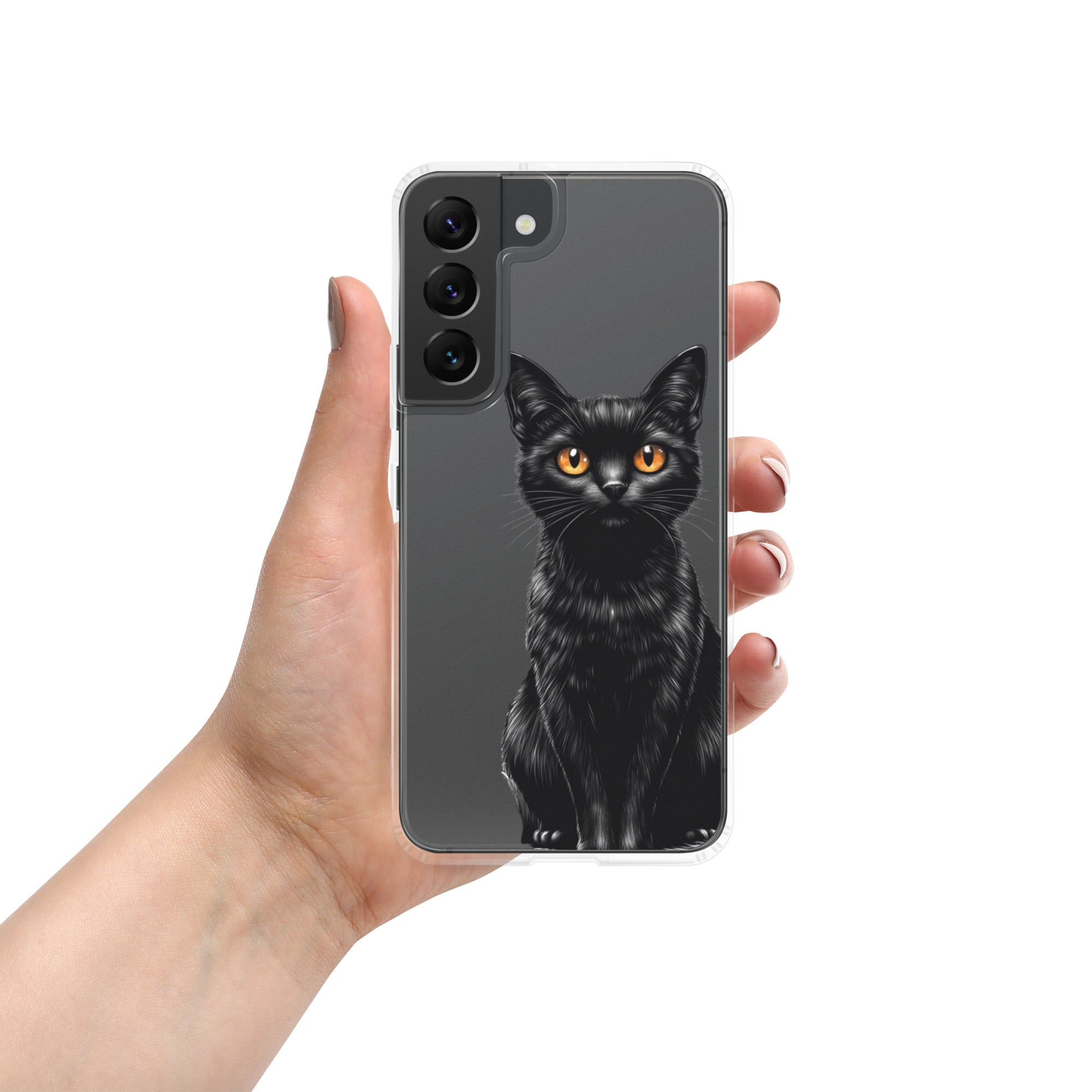 Black Cat Clear Case for Samsung Galaxy S22 – Elegant Minimal Protective Cover