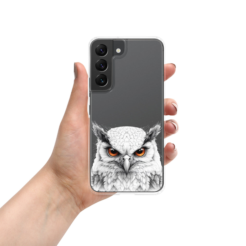 White Owl Illustration Clear Case for Samsung Galaxy S22 – Minimal Wildlife Protective Cover