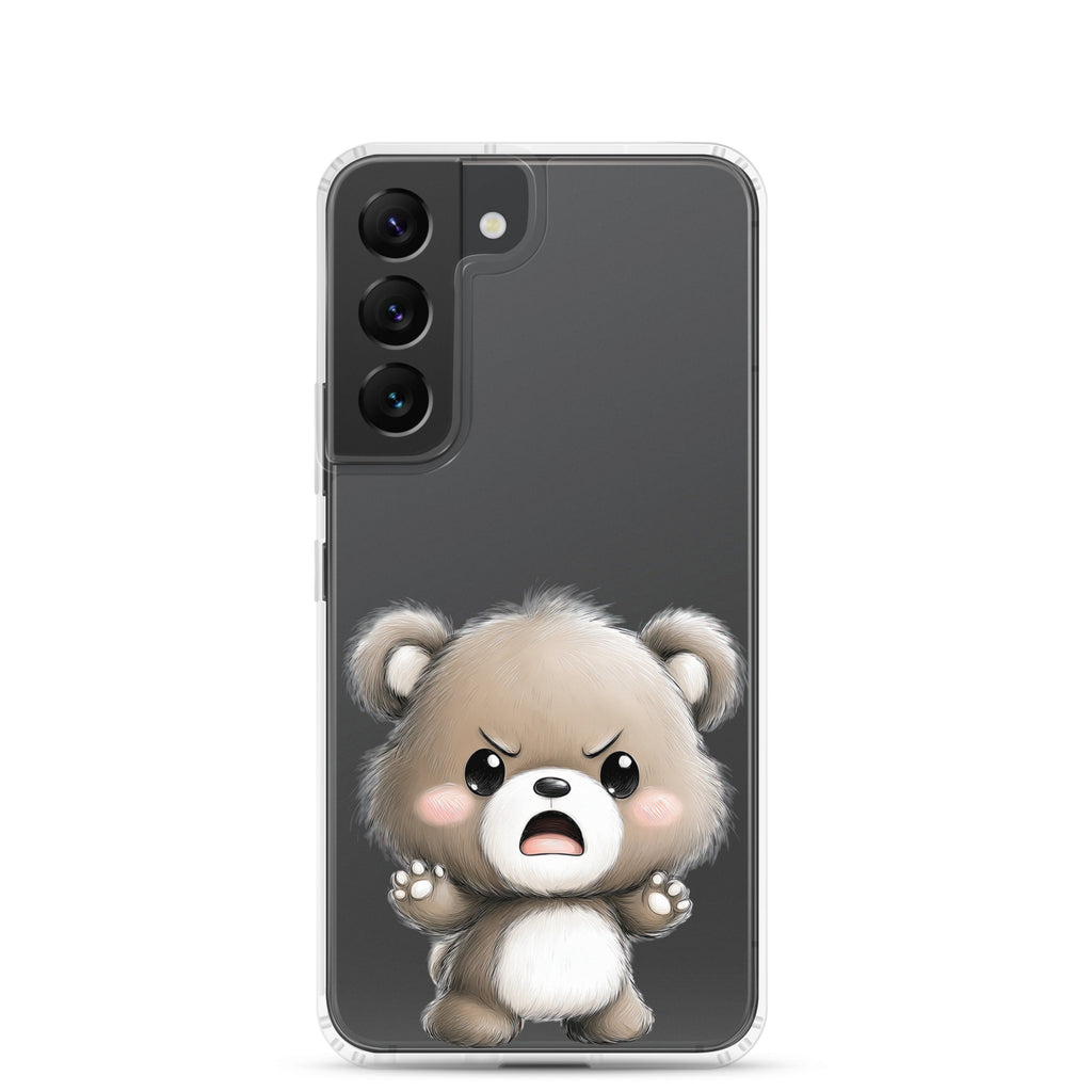 Cute Angry Bear Clear Case for Samsung Galaxy S22 – Playful Cartoon Protective Cover