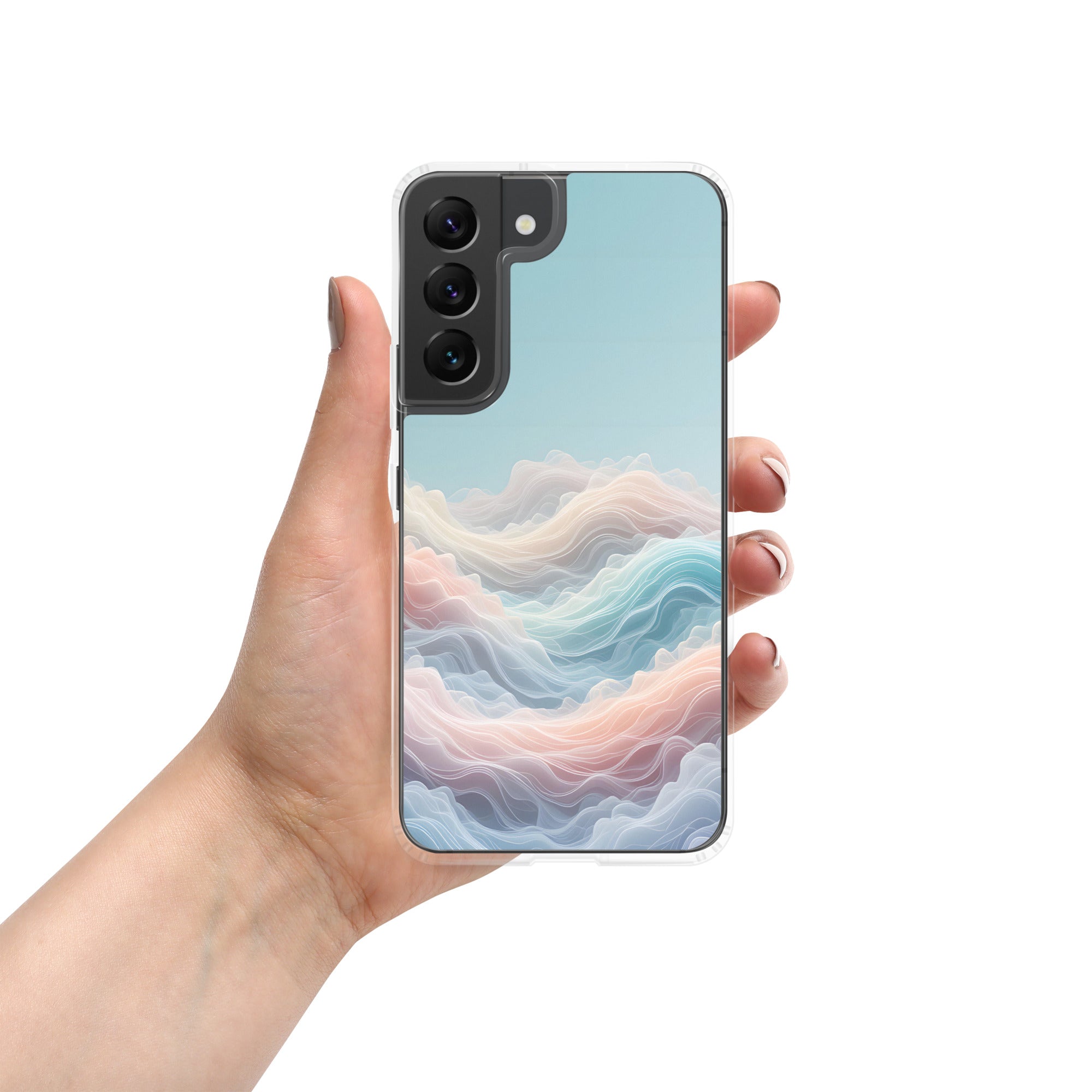 Abstract Pastel Waves Dream Clear Case for Samsung Galaxy S22 – Soft Minimalist Protective Cover