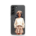 Chic Autumn Portrait Clear Case for Samsung Galaxy S22 – Elegant Minimalist Protective Cover