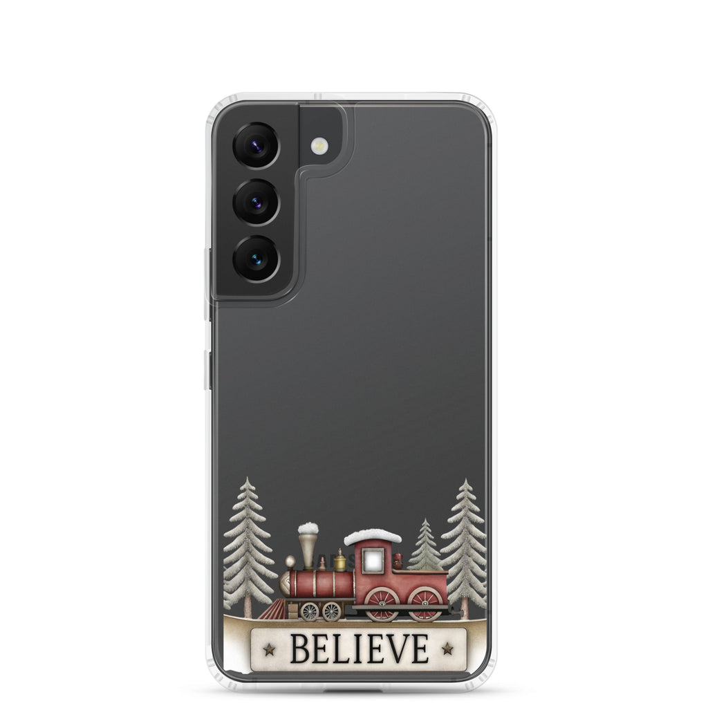 Believe Christmas Train Clear Case for Samsung Galaxy S22 – Festive Holiday Protective Cover