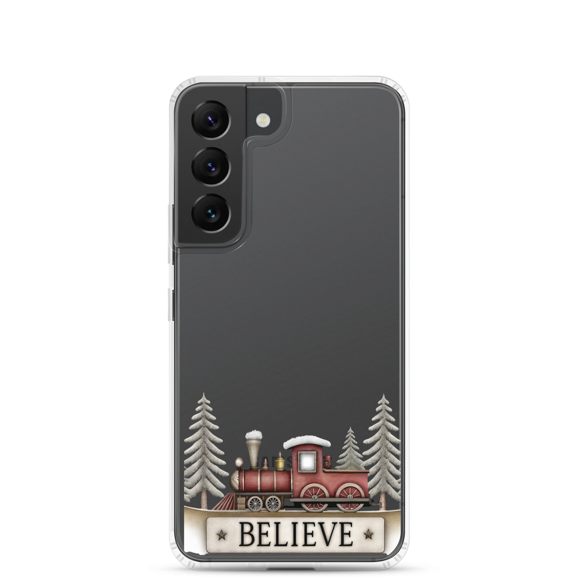 Believe Christmas Train Clear Case for Samsung Galaxy S22 – Festive Holiday Protective Cover