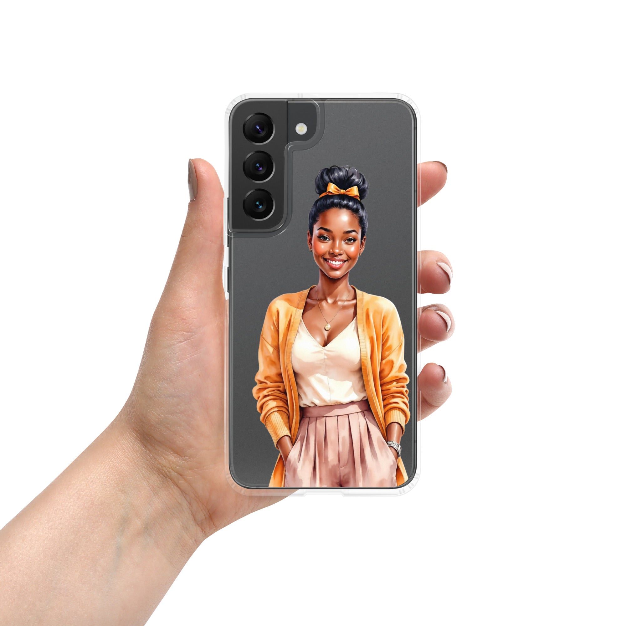 Elegant Portrait Clear Case for Samsung Galaxy S22 – Minimalist Fashion Protective Cover