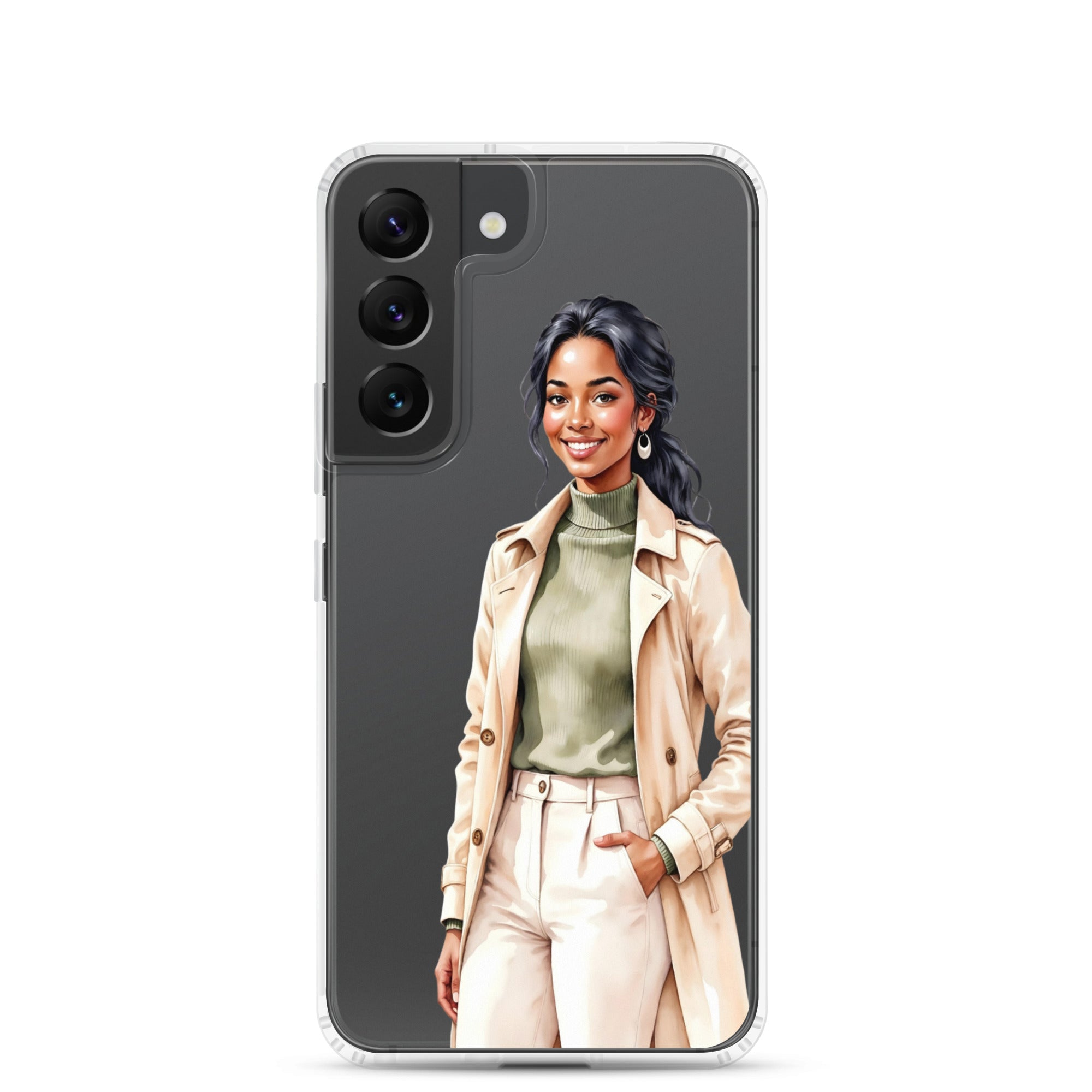 Elegant Fashion Woman Clear Case for Samsung Galaxy S22 – Modern Illustration Protective Cover