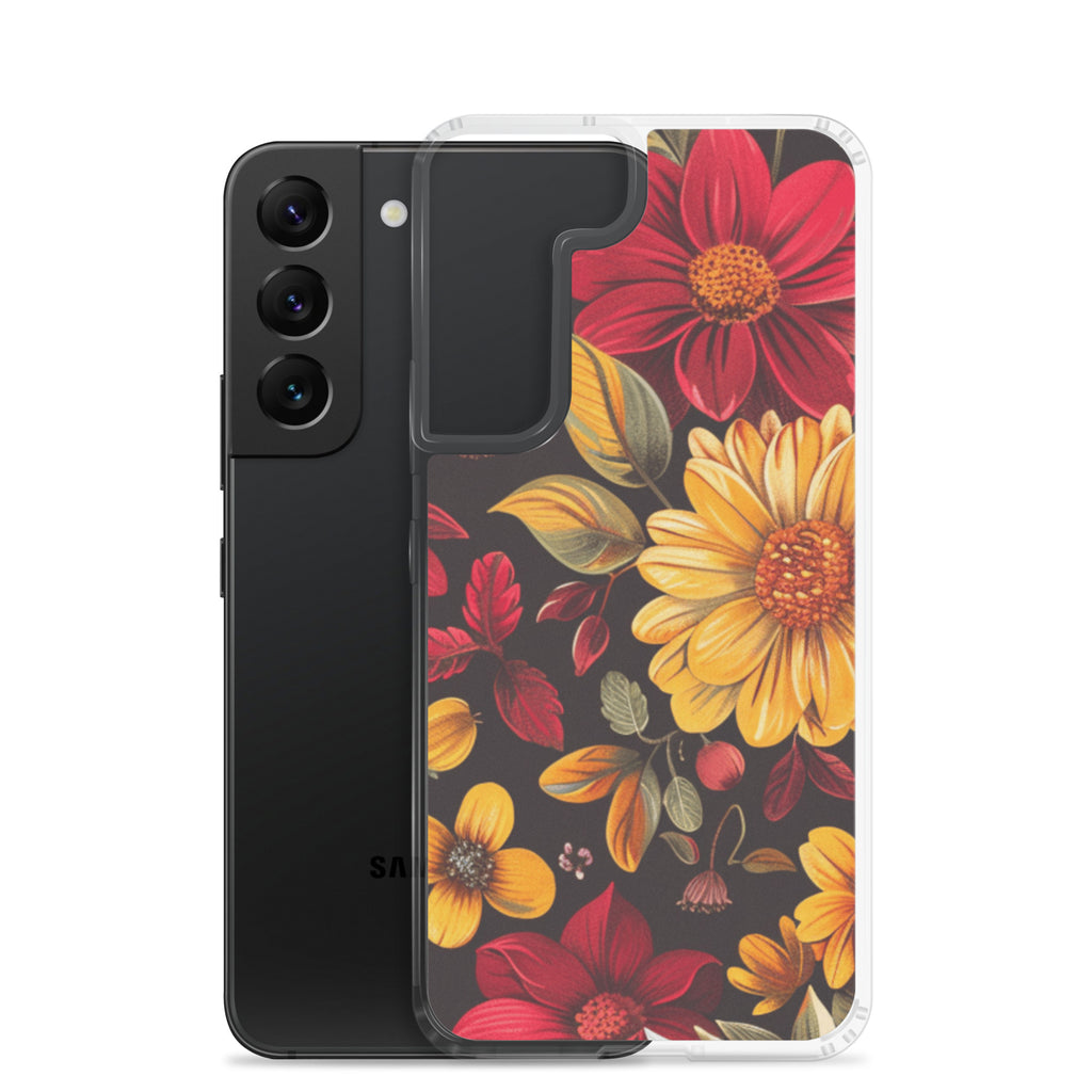 Autumn Bloom Floral Clear Case for Samsung Galaxy S22 – Warm Fall Flowers Protective Cover