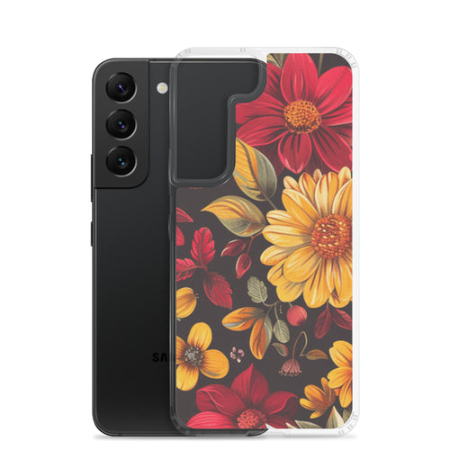 Autumn Bloom Floral Clear Case for Samsung Galaxy S22 – Warm Fall Flowers Protective Cover