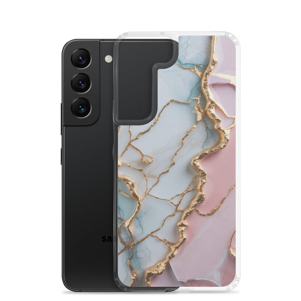Pastel Marble Gold Clear Case for Samsung Galaxy S22 – Elegant Abstract Protective Cover
