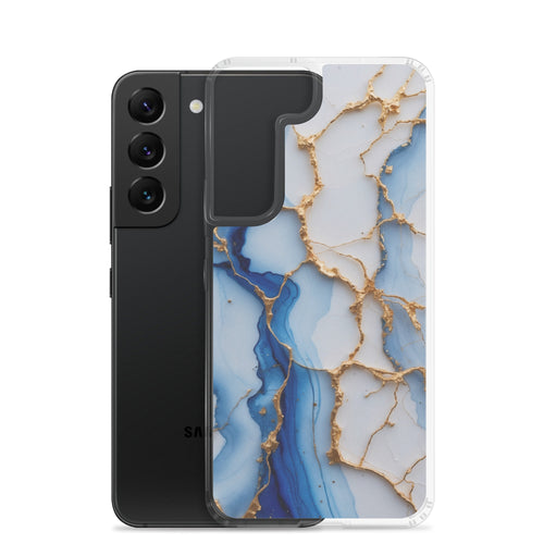 Blue Marble Gold Veins Clear Case for Samsung Galaxy S22 – Elegant Stone Protective Cover