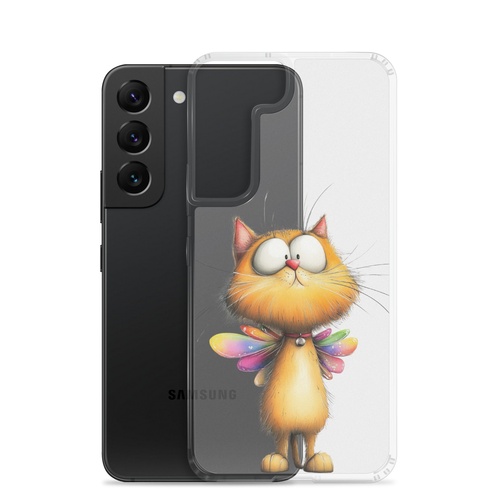 Whimsical Fairy Cat Clear Case for Samsung Galaxy S22 – Playful Fantasy Protective Cover