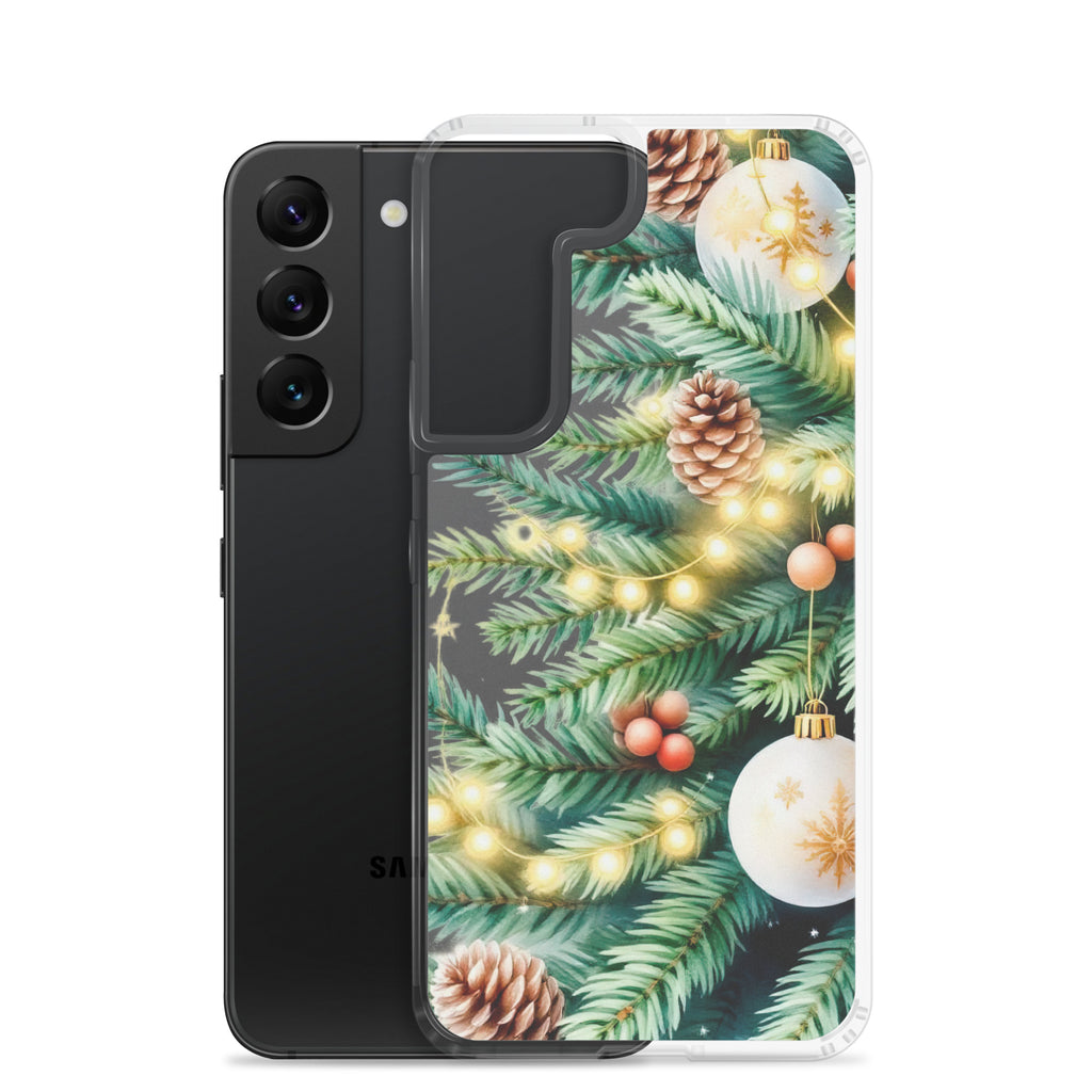 Christmas Pine Branches Clear Case for Samsung Galaxy S22 – Festive Winter Protective Cover