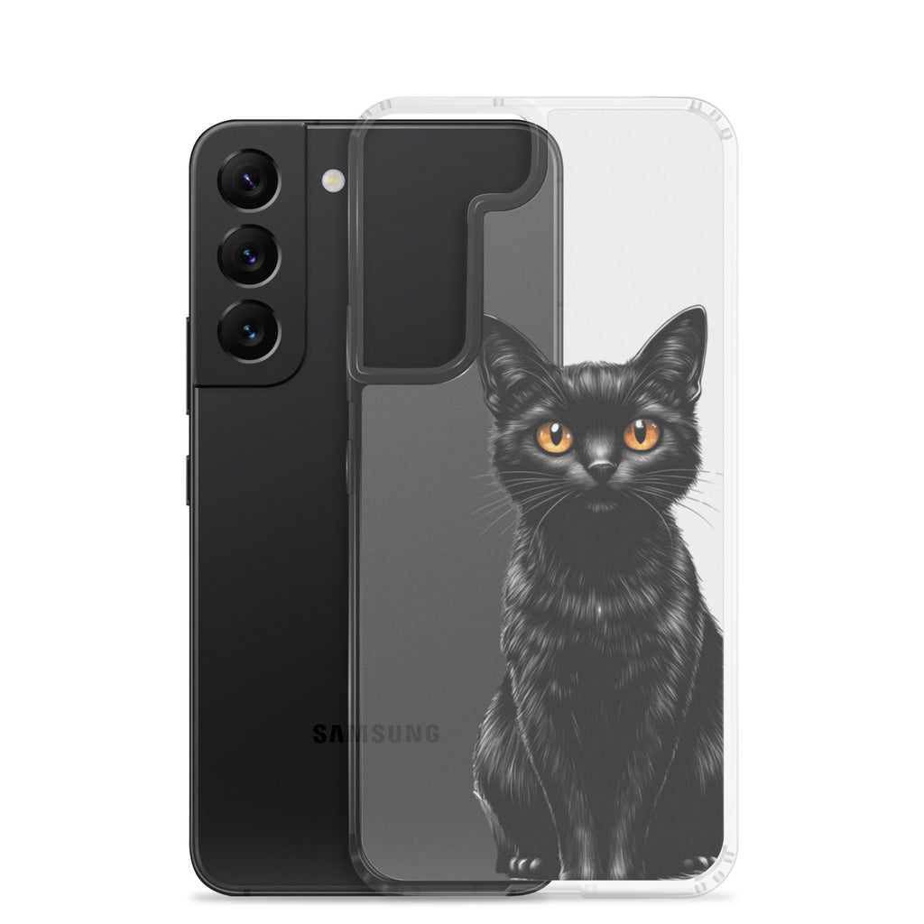 Black Cat Clear Case for Samsung Galaxy S22 – Elegant Minimal Protective Cover