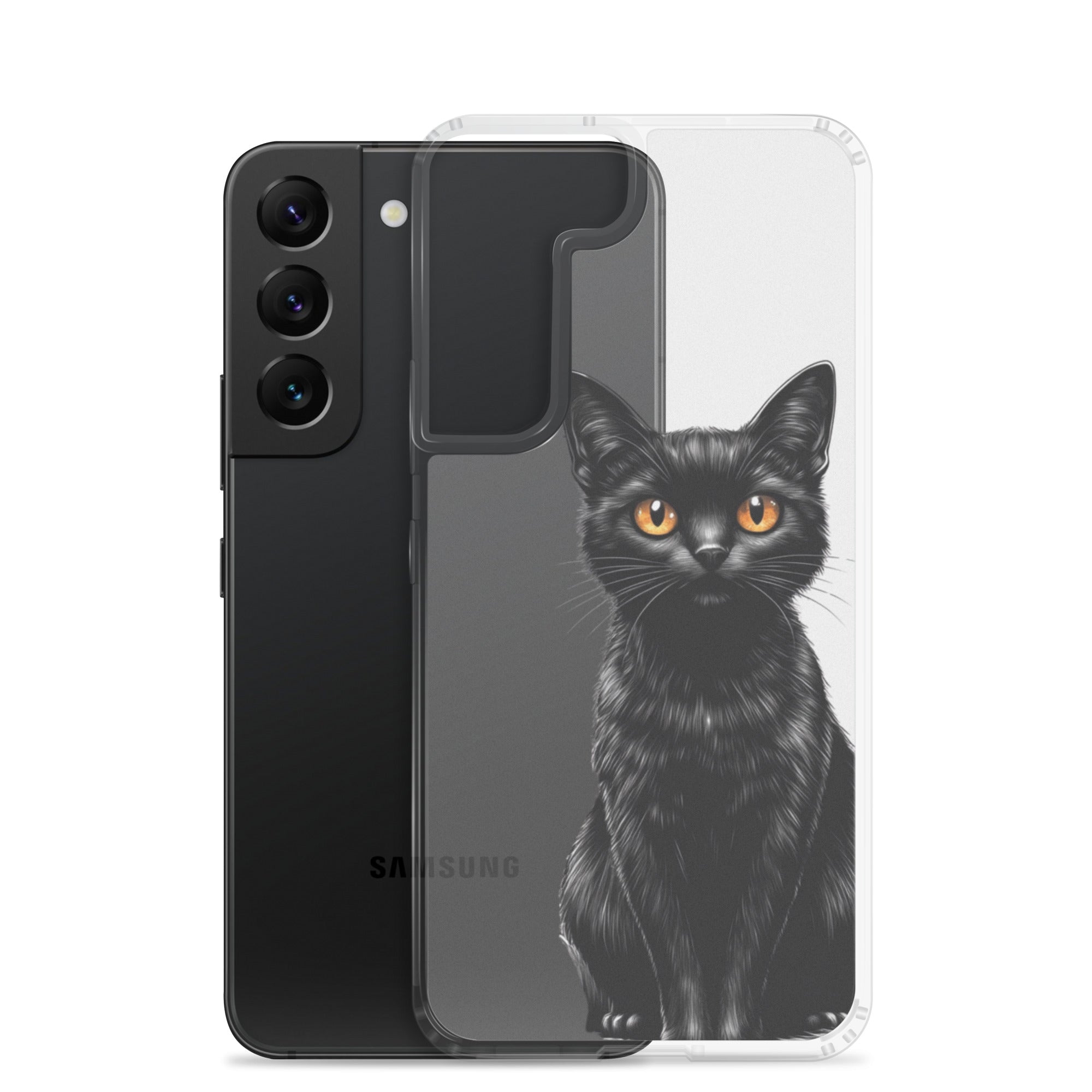 Black Cat Clear Case for Samsung Galaxy S22 – Elegant Minimal Protective Cover